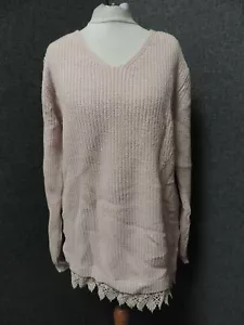 Dorothy Perkins V Neck Chunky Knit Jumper Blush UK 12 RRP £24 LN130 LL 17 - Picture 1 of 6