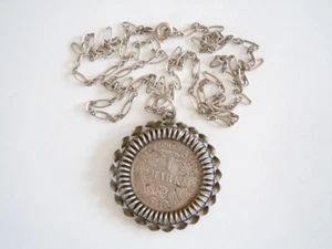 835 Silber Kette mit Münzanhänger mi Rahmen 1 Mark Deutsches Reich 1915 / 15,2 g - Bild 1 von 5