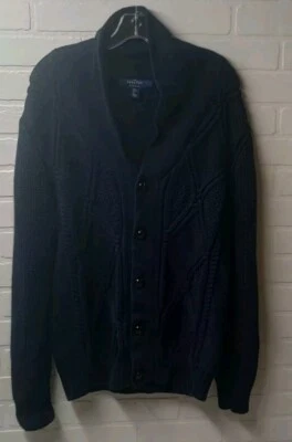 Cárdigan Suéter The Savile Row Company London Tejido por Cable Talla L Ajuste Ajustado Azul Foto 1 de 4