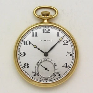 Longines for Tiffany & Co. 18K Yellow Gold 10 Size Pocket Watch ca. 1920 & Box - Picture 1 of 12