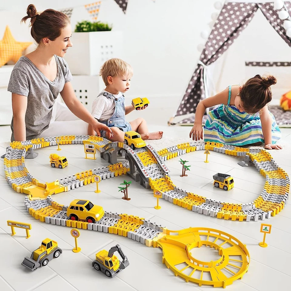Road Construction building block racetrack car track toy for toddler boys girls - Image 1 of 4