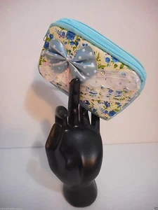 "UNA SOLA MONEDA AZUL bolsa de maquillaje Dos cremalleras 5 x 3 1/2" bolsa cosmética - Imagen 1 de 4