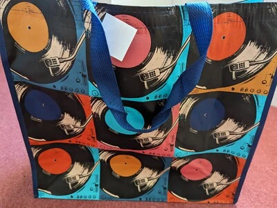 NEW EXTRA LARGE XL Record Vinyl Music Themed SHOPPER SHOPPING BAG Reusable  - Image 1 of 4