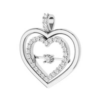 Conjunto de collar colgante corazón diamante redondo I1 G 0,35 quilates oro blanco 0,82 pulgadas Foto 1 de 4