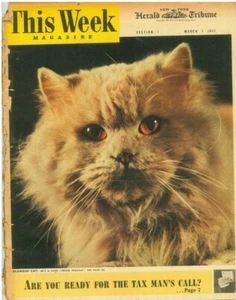 This Week Magazine March 1 1953 Brando Arthur Gordon Rebecca Shallit Persian Cat - Picture 1 of 1