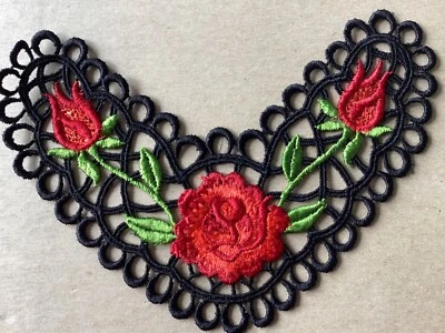 10 ШТ. ВЕЛИКОЛЕПНАЯ АППЛИКАЦИЯ ИЗ ЧЕРНОЙ ЦВЕТОЧНОЙ ВИСКОЗЫ VENICE YOKE - Изображение 1 из 3