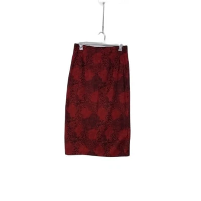 De Colección Briggs Falda Mujer 14 Rojo Negro Floral Largo Midi Lápiz Hendidura Capricho Años 90 Foto 1 de 4