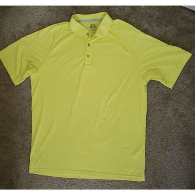 Polo de golfe Slazenger masculino tamanho grande amarelo brilhante sólido leve e fluido - Imagem 1 de 4