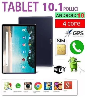 TABLET PC 10"POLLICI TELEFONO SIM NAVIGATORE GPS WEB ANDROID 10 64GBrom 2GBram - Immagine 1 di 4