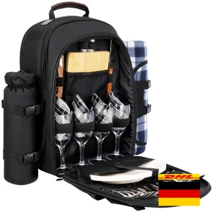 Isolierte Weintasche mit Decke | 4er Picknickkorb | Kühlfach für 4 Personen - Bild 1 von 9