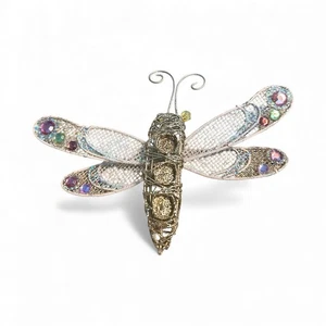 Adorno de libélula vintage alambre estrás hecho a mano aspecto caprichoso Navidad - Imagen 1 de 5