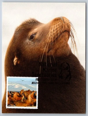 #5713m National Marine Sanctuaries Sea Lion, Rose Atoll FDC Maxi Card - Image 1 of 2