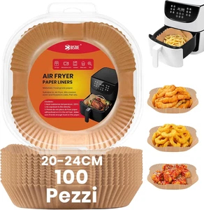 100 Pezzi Carta Forno per Friggitrice Ad Aria, Teglie per Friggitrice Ad Aria Q - Foto 1 di 12