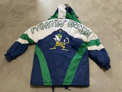 Vintage 90s Pro Player Daniel Young Notre Dame  Graffiti Puffer Jacket Size M - Image 1 of 4