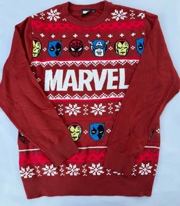 Maglione Marvel Avengers Uomo Blu Medio Rosso Brutto Natale Disney Holiday Tg XL - Foto 1 di 8
