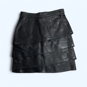 Tiered Asymmetrical Mini Skirt 100% Genuine Leather UK 10 US 6 Sexy & Stylish - Picture 1 of 8