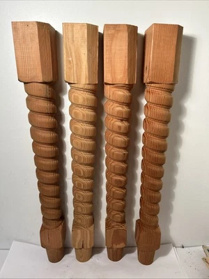 Set of 4 Handmade Heart Pine Barley Twist/Rope Table Leg 3-1/2" x 3-1/2" x 30" - Image 1 of 4