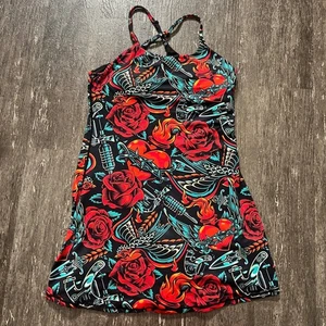 Vestido Patinador Rosa Tatuaje CVG Equipo Constantemente Variado Pantalones Cortos Incorporados Atléticos L - Imagen 1 de 5