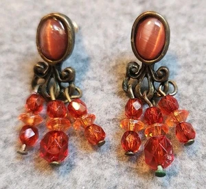 Aretes con cuentas colgantes rojas bisutería - Imagen 1 de 3