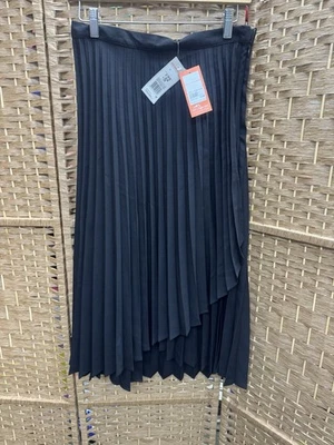 Florence And Fred Black Aysmetrical Pleated Midi Skirt Size 12 Bnwt - Image 1 of 4