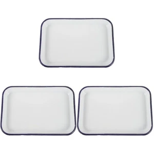 Enamelware Blue Serving Tray 3PCS, Oblong Baking Roasting Enamel Tray with Bl... - Bild 1 von 9