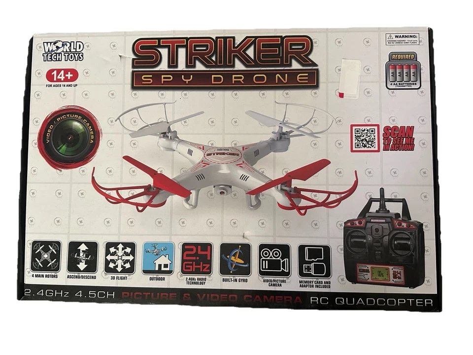 World Tech Toys Striker 2.4GHZ 4.5CH Rc Spy Drone 2.40 Ghz Battery Powered New  - Image 1 of 4