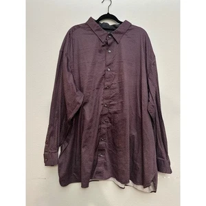 TAHARI Men's Stretch Dress Shirt Burgundy Geometric Print Size 4XL - Picture 1 of 6