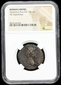 ROMAN EMPIRE. Antoninus Pius, AD 138-161. Æ Dupondius, NGC Certified - Picture 1 of 2