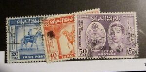 IRAQ Scott # 130 131 132, UPU Universal Postal Union   Θ  used, fine + 102 card 