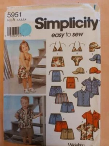 Simplicity 5951 Toddler's Shirt, Shorts, Swimsuit, Sarong & Cap Pattern Sz 1/2-4 - Picture 1 of 2