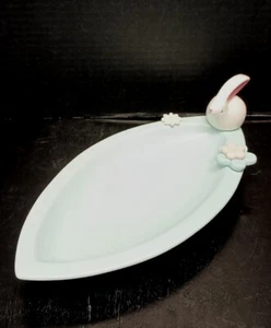Springtime Bunny Rabbit & Flowers Gondola Candy Dish - Picture 1 of 12