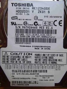 Toshiba MK1234GSX HDD2D31 V ZK01 S | 010 A0/AH001M | 120 GB #06 - Imagen 1 de 1