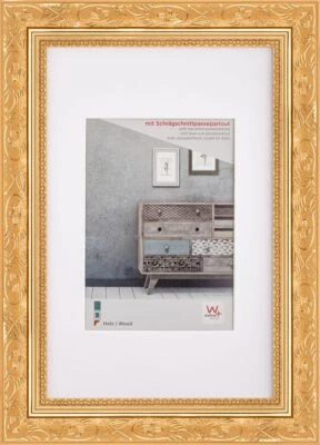 Walther Echtholzrahmen Barock gold 40x50 cm mit Passepartout 28x35 cm - Bild 1 von 4
