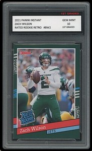 ZACH WILSON 2021 PANINI INSTANT RETRO 1ST GRADED 10 RATED ROOKIE CARD #BW2 JETS