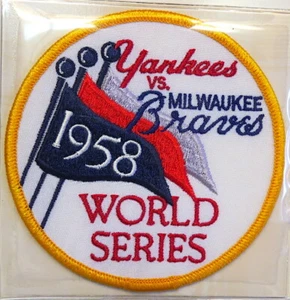 1958 WORLD SERIES NEW YORK YANKEES / MILWAUKEE BRAVES Willabee & Ward PATCH ONLY - Picture 1 of 1