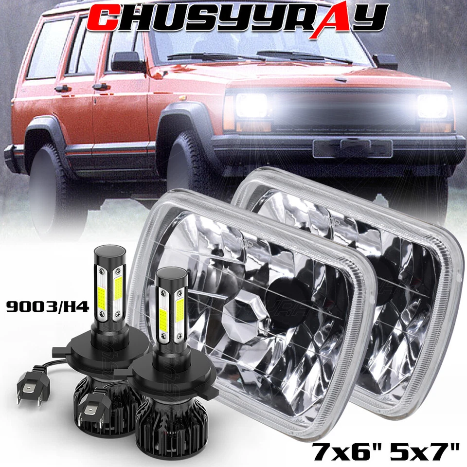 Par de faros LED de haz alto/bajo DOT 5x7" 7x6 pulgadas aptos para camioneta Jeep J10 J20 1974-1988 Foto 1 de 4