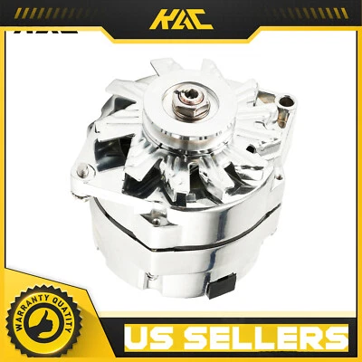 Alternator 110Amp Chrome 1 Wire Self Exciting Street Rod for GM 305 350 BBC SBC Foto 1 de 4