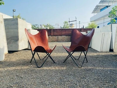 Sillón plegable mariposa para dormitorio silla de acento de cuero regalo de Navidad para ella Foto 1 de 4