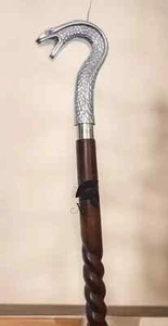 Wooden Walking Stick Snake Handle Cane Antique Walker Men Women Handmade Stick - Picture 1 of 6