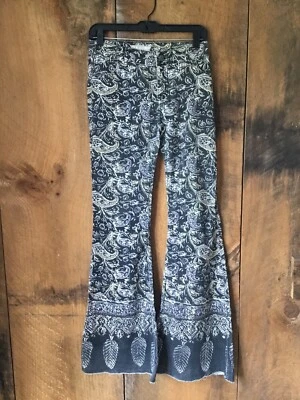 Free People Bali Flare Feather Paisley Printed Boho Festival Cords Pants Size 27 - Image 1 of 3