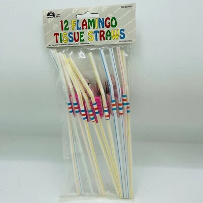 12 nuevas pajitas de flamenco vintage retro piscina fiesta kitsch Florida Cottage Core  Foto 1 de 4