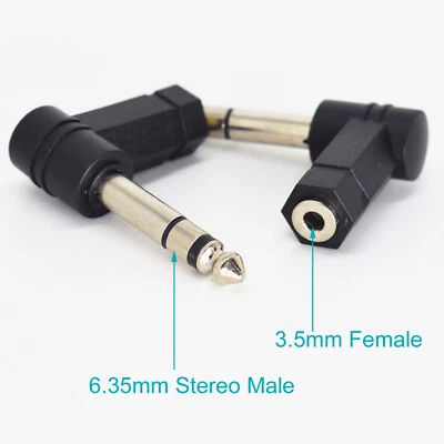 5pcs Right Angle 6.35mm 1/4" Stereo Male to 3.5mm 1/8" Female Audio Adapter - Image 1 of 4