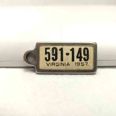 RARE VTG DAV Disabled Veterans Mini License Plate Key Chain Ring VIRGINIA 1957 - Image 1 of 2