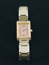 Working Carriage Pink Face Silver Tone Stretch Link Band WristWatch.