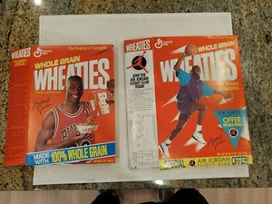 Michael Jordan Wheaties Cereal Box Lot of 2 1990's Chicago Bulls General Mills - Foto 1 di 10