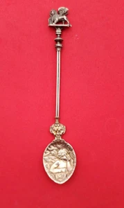 Cuchara de Souveni de plata con león alado fundido, cara y ángel en tazón 12299 - Imagen 1 de 5