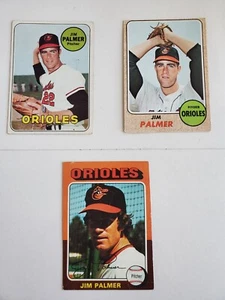 Jim Palmer - 3 Card Lot - Topps 1968, 1969, 1975 - HOF - INVEST!! - Picture 1 of 2