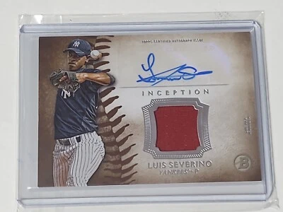 2015 BOWMAN INCEPTION LUIS SEVERINO AUTO PATCH AUTOGRAPH JERSEY  - Image 1 of 2