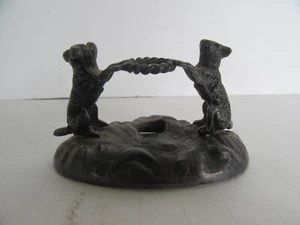 Antique Cast Metal Terrier ? Dogs Figural Holder Figurine - Picture 1 of 24
