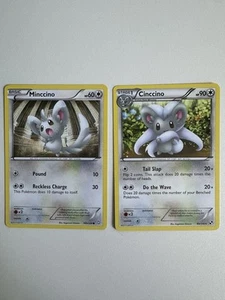 Pokémon Set Minccino 109/124 Dragon Exalted & Cinccino 89/114 Black & White - Picture 1 of 6